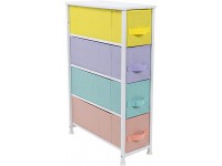 Sorbus Narrow Dresser Tower with 4 Drawers Vertical Storage for Bedroom Bathroom Laundry Closets and More Steel Frame Wood Top Easy Pull Fabric Bins Pastel - BQ6NSEE7R