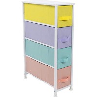 Sorbus Narrow Dresser Tower with 4 Drawers Vertical Storage for Bedroom Bathroom Laundry Closets and More Steel Frame Wood Top Easy Pull Fabric Bins Pastel - BQ6NSEE7R