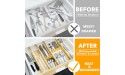 SpaceAid Bamboo Drawer Dividers with Inserts and Labels Kitchen Adjustable Drawer Organizers Expandable Organization for Home Office Dressers and Bathroom 6 Dividers with 12 Inserts 17-22 in - BXICETOP6