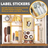 SpaceAid Bamboo Drawer Dividers with Inserts and Labels Kitchen Adjustable Drawer Organizers Expandable Organization for Home Office Dressers and Bathroom 4 Dividers with 9 Inserts 17-22 in - BJUGQMZ3Y