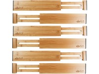 XcE Adjustable Bamboo Drawer Dividers 11.5-16.5 in,Natural Set of 6 For Small Drawer- Expandable Drawer Organization Separators for Kitchen Dresser Bedroom Bathroom and Office - B7DXZZD33