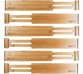 XcE Adjustable Bamboo Drawer Dividers 11.5-16.5 in,Natural Set of 6 For Small Drawer- Expandable Drawer Organization Separators for Kitchen Dresser Bedroom Bathroom and Office - B7DXZZD33