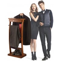 BFYLSQUE Clothes Valet Stand Wooden with Floor Standing Suit Hanger Rack Front Trouser Rack Non-Slip Rubber Sleeve for Crease-Free Suit Coat Stand Storage HxWxD:112x44.4X 30cm Freestanding - BFASUFTJP