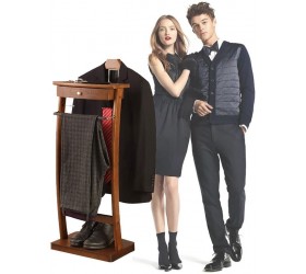 BFYLSQUE Clothes Valet Stand Wooden with Floor Standing Suit Hanger Rack Front Trouser Rack Non-Slip Rubber Sleeve for Crease-Free Suit Coat Stand Storage HxWxD:112x44.4X 30cm Freestanding - BWJ70NTW7