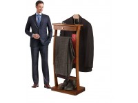BFYLSQUE Freestanding Clothes Valet Stand Wooden Floor Standing Suit Hanger Rack Front Trouser Rack with Non-Slip Rubber Sleeve for Crease-Free Suit Coat Stand Storage HxWxD:112x44.4X 30cm - BJXQ11VXE