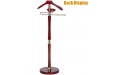 Deluxe Wood Valet Rack for Men Women Round Suit Clothes Stand with Contour Hanger Jewelry Tray Pants Bar and Ties Belt Rod Wine Red - B1RL2HZOX