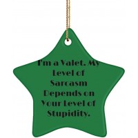 I'm a Valet. My Level of Sarcasm Depends on Your Level of Stupidity. Star Ornament Valet Fun Gifts for Valet - B928IUAUC
