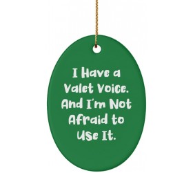 Motivational Valet Gifts I Have a Valet Voice. and I'm Not Afraid to Use It. Cute Oval Ornament for Colleagues from Coworkers - B5MOSMV0B