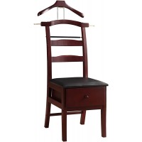 Proman Products Manchester Chair Valet VL36142 with Drawer Hanger Trouser Bar and Tie & Belt Bar 18"W x 23"D x 44" H Mahogany Finish - B1F5QIEVI