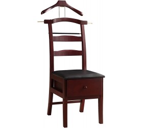 Proman Products Manchester Chair Valet VL36142 with Drawer Hanger Trouser Bar and Tie & Belt Bar 18W x 23D x 44 H Mahogany Finish - B1F5QIEVI