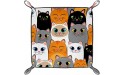 Tacameng Storage Boxes Small Cats Gray White Black Ginger Siamese Kittens Pattern Leather Valet Tray Desktop Storage Organizer for Wallets Watches Keys Coins Cell Phones and Office Equipment - BPDYT7VO0