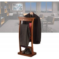 WPPTNSFY Suits Stand Valet Coat Rack with Trouser Bar Multifunction Valet Stand Wooden Men with Jacket Hanger Tray Organizer for Office Living Room Bed Room 44.4X30X112.2CM - B2POVPFXU