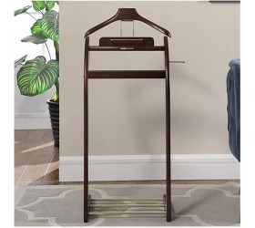 YAWEDA Suit Valet Stand Solid Wood with Shoe Rack Valet Stand Clothes Rack with Trouser Bar Jacket Hanger Good for Both Living Room and Bed Room Size : 43.2 * 36.5 * 101.6cm - BIREZGRVN