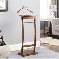 YAWEDA Wood Suit Valet Stand Clothes Rack with Drawer and Accessory Tray Valet Suit Rack Stand Good for Both Living Room and Bed Room Size : 44.4 * 30 * 112.2cm - BGHN7X3EA