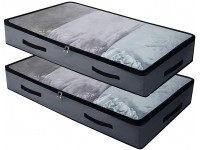 AMJ Foldable Underbed Bags Pack of 2 Transparent Zip Lid Under Bed Storage Bags for Bedroom Wardrobe Washable Dark Gray - BEXXNQL5H