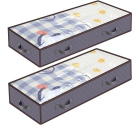 Anyoneer Under Bed Storage Containers with Stainless Steel Zipper Extra Large,Thick Fabric,Under-bed Storage Bags Organizer with Clear Windows & Reinforced Handles for Comforters,Blankets and Clothing,Wrapping Paper,2 Pack Gray - B78GNGP1M
