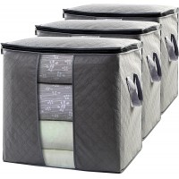 Closet Organizers and Storage Bins Storage Bag Closet Organizer Storage Cubes Clothes Storage Containers with Reinforced Handle for Comforters Blankets Bedding 3 PC Pack - BUAE5RPLF