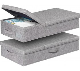 Under Bed Storage With Lids 2 Pack Large Underbed Storage Containers Clothes W 3 Handles Foldable Low Profile Stackable Storage Drawer Organizer Bins Box for Blanket Shoe Toy Bedroom 31.1x16x6in - B304O53PM