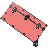 C&N Footlockers College Dorm Room & Summer Camp Lockable Trunk Footlocker with Wheels Undergrad Trunk Available in 20 Colors Large: 32 x 18 x 16.5 Inches Coral - BBMTOK7FB
