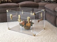 Flat-Top Clear Acrylic Trunk 28 inches Wide x 18 inches deep x 16 inches high Brass Hardware - BDKNSEJAJ