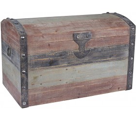 Household Essentials Stripped Weathered Wooden Storage Trunk Large - B87WSK2BJ
