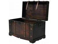 Large Wood Treasure Chest Vintage Coffee Table Storage Blanket Trunk Box Brown - BH78ARNVT