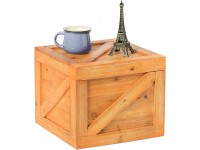 Vintiquewise Square Decorative Wooden Chest Trunk-Small Natural Wood - BBFM4PNOD
