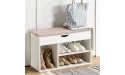 APICIZON Shoe Storage Bench Entryway Bench with Flip-up Padded Cushion and Storage Space 2-Tier & 1- Hidden Compartment Shoe Rack for Bedroom White - BIPXPOAFP