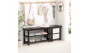 Epesoware L-Shaped Entryway Shoe Bench with Storage Bamboo Black Shoe Rack Bench with 2 Drawers 3 Tiers Corner Shoe Storage Organizer for Bedroom Bathroom Living Room - BS6K4A8R4
