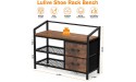 Lulive Shoe Bench 3 Tier Shoe Rack Bench with Removable Fabric Drawers 2022 Upgraded Shoe Storage Bench with Mesh Shelves Prefect for Entryway Living Room Hallway Bedroom Rustic Brown - B5YG2NRAD