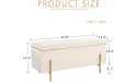 NOBPEINT 43 inches Velvet Storage Ottoman Bench Upholstered Bed End Bench Storage Chest with Metal Legs Beige - BVPIET1YE