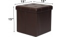 Otto & Ben Folding Toy Box Chest with Memory Foam Seat Tufted Faux Leather Small Ottomans Bench Foot Rest Stool 15x15x15 Brown - BI65CE6S2