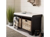 SAFAVIEH Home Collection Freddy Brown  Wicker Basket 2-Drawer Storage Bench with Cushion Fully Assembled - BKBW75WZL