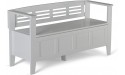 SIMPLIHOME Adams SOLID WOOD 48 inch Wide Entryway Storage Bench with Safety Hinge Multifunctional Rustic in White - BMFM7MTKU