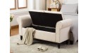 Storage Bench with Arms Upholstered Settee Bench for Bedroom Living Room Entryway Ivory - B2ZIPF6IE