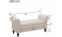 Storage Bench with Arms Upholstered Settee Bench for Bedroom Living Room Entryway Ivory - B2ZIPF6IE