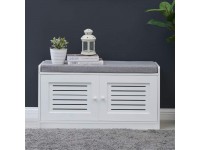 Sturdis Shoe Storage Bench White Cushion Seat Adjustable Shelves Soft-Close Hinges for Comfort & Style Perfect for Entryway First Impression! - BH9HGXCH0