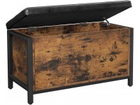 VASAGLE Entryway Storage Bench Flip Top Storage Ottoman and Trunk with Padded Seat Bed End Stool Hallway Living Room Bedroom Supports 198 lb Industrial Rustic Brown and Black ULSC80BX - BSPHDH24A