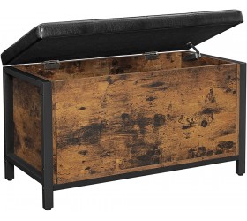 VASAGLE Entryway Storage Bench Flip Top Storage Ottoman and Trunk with Padded Seat Bed End Stool Hallway Living Room Bedroom Supports 198 lb Industrial Rustic Brown and Black ULSC80BX - BSPHDH24A