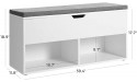 VASAGLE Shoe Bench Storage Bench with 2 Open and 1 Closed Compartments Shoe Shelf Padded Seat for Entryway Living Room Bedroom White and Gray ULHS21WT - BZ9B4W2OH