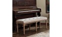 VONLUCE Extra-Long French Vintage Bench with Padded Seat & Rubberwood Legs 48 Upholstered Entryway Bench & Dining Bench Tufted Fabric End of Bed Bench for Bedroom Living Room Hallway More Beige - B5XPM190B