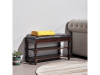ZIRKOOON Storage Bench Entryway Shoe Rack wih Leather Seat 2 Tier Lift Top Organizer Wooden Bench for Foyer Bedroom Living Room Accent Furniture 39.4x13.8x18.9'' - BB025QYUM
