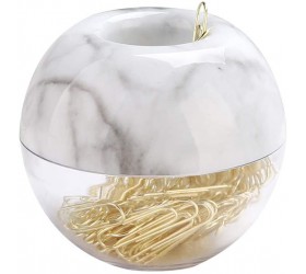 100 Pcs Gold Paper Clips in Marble White Round Paper Clips Holder with Magnetic Lid Ring 28mm Paperclips Dispenser for Desk Organizer Office Supplies - BHM03BSZS