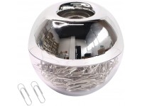 100 Pcs Silver Paper Clip in Round Paper Clip Holder Paperclip Holder for Desk 28mm Clip Dispenser Magnetic Clips Organizer Planner Supplies for School Office - B1UBWE95F