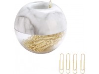 100pcs 28mm Gold Paper Clips in Marble White Round Paper Clip Dispenser Holder with Magnetic Lid Ring for Office School Home Organizer Accessories Gift Idea Marble White - B0VBDCJY5