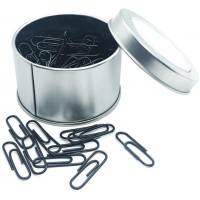 100pcs Black Paper Clips in Silver Tinplate Paper Clip Holder Case Regular 1 Inch Paperclips Come in Round Tin with Clear Lid Great for Paper Clip Collectors Office Gift Idea - B2I540SY6