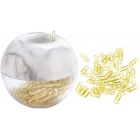 100pcs Standard Gold Paper Clips in Marble Tone Magnetic Paperclips Holders and 50pcs Golden Mini Paper Clip Set for Desk Organizers Gift Idea Marble Dispenser Set - BOJ54DM16