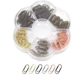 300 Metal Mini Paper Clip Super Cute Tiny Paperclips 3 5 Inch 6 Colors Bronze Gold Steel Clips in Plum Blossom Shape Clear Acrylic Paper Clips Holder for Office School Home Desk Organizers - B5BI6OWT0