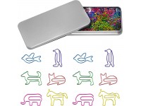80 PCS Cute Animal Shaped Paperclips 6 Design and Colors in Gift Box for Students Office Stuffer （Pony Doggy Kitten Bird Penguin Elephant） - BQQRJVDZD