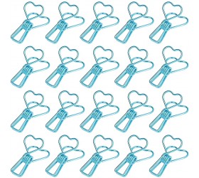 Binder Paper Clips 20pcs Heart Design Paperclips Bookmarks Planner Clips Hollow Out Metal Wire Paper Clips for Fun Office Supplies School Gifts Wedding DecorationBlue - BQ8FTTKJ4